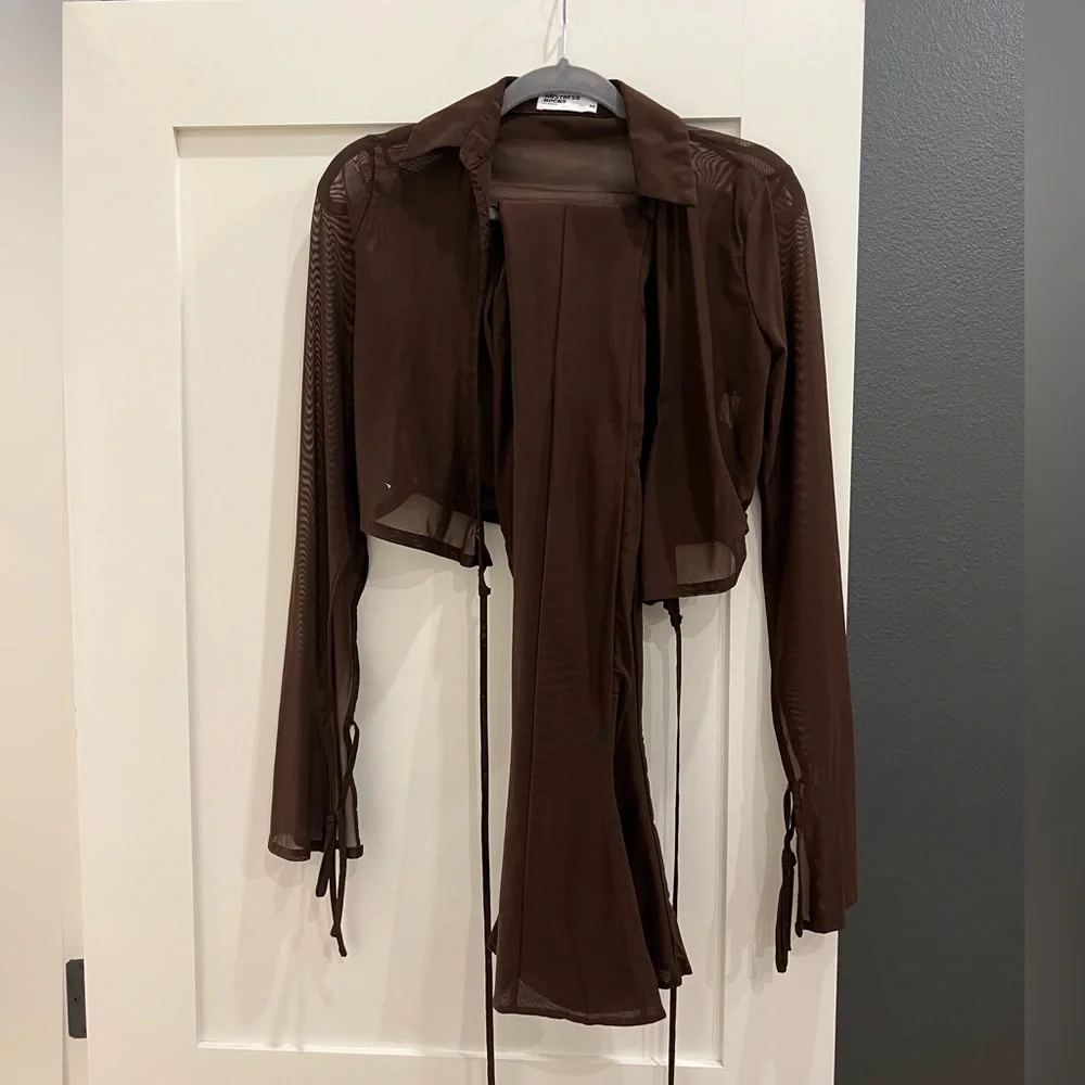 House of CB Mistress Rocks Calm Cocoa Mesh Set (Brown) Size XS - Picture 5 of 5